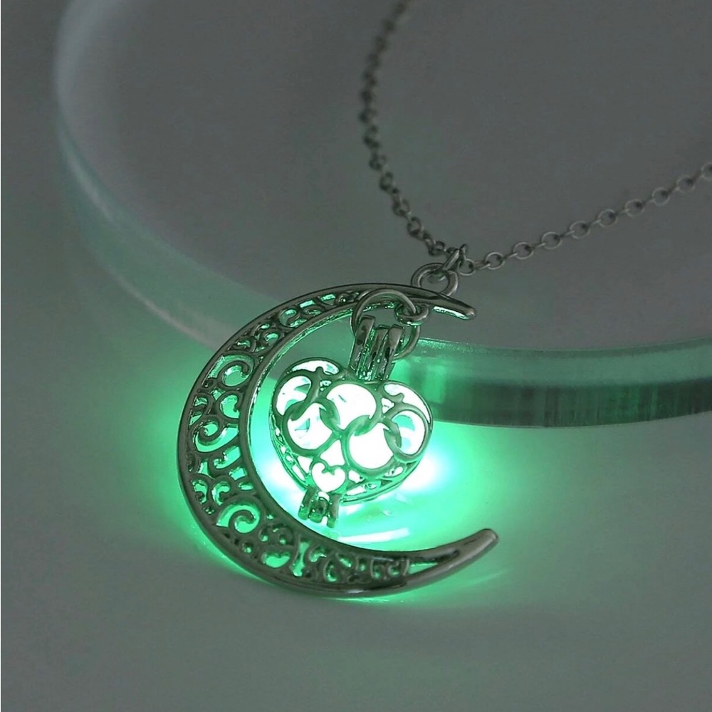 3/$21, Magic Moon Locket Glow In The Dark Necklace